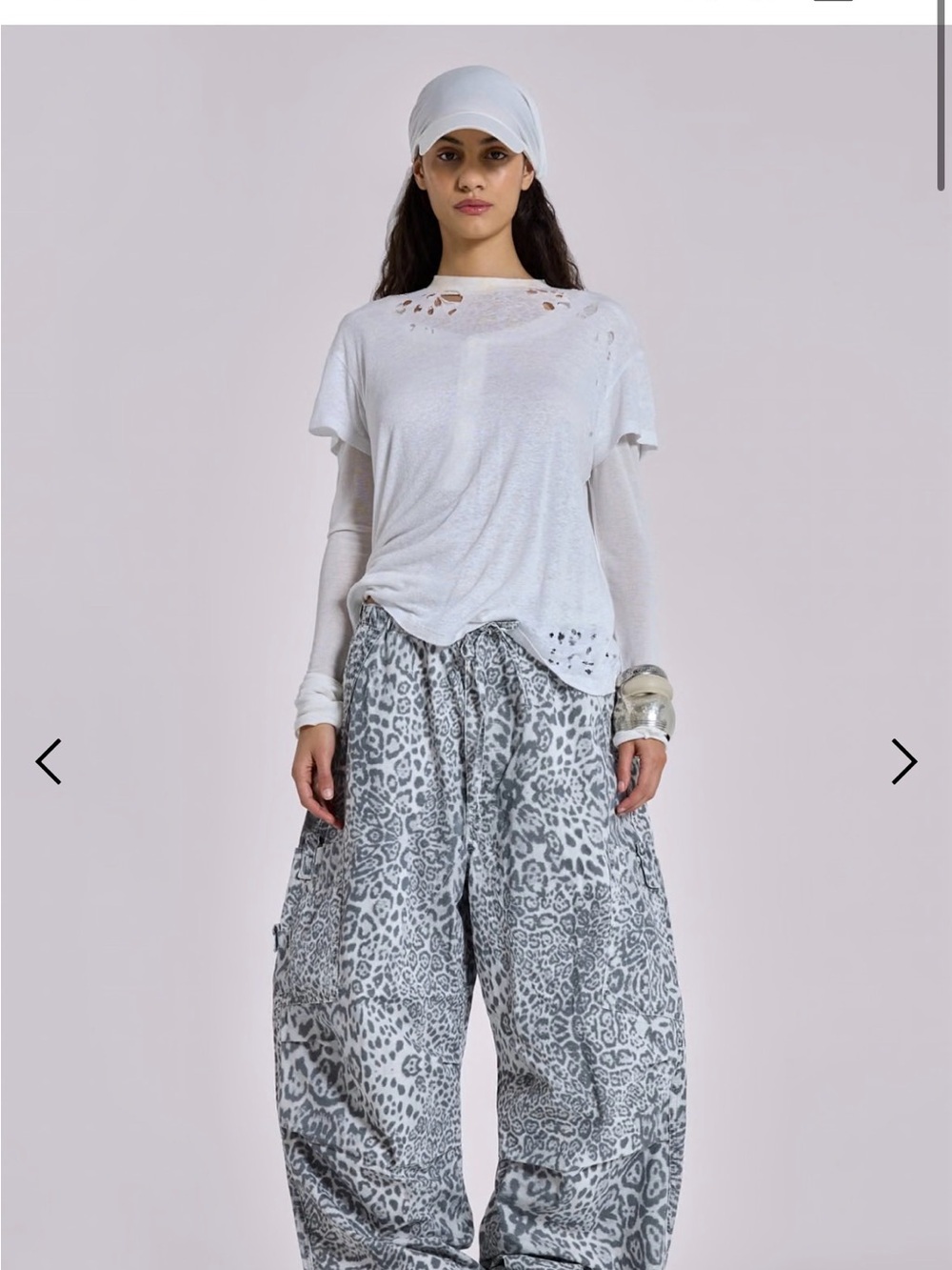 Jaded London Grey Leopard Print Wide Pants